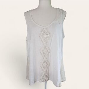 Style & Co Sleeveless Tank White &  Cream Lace On The Sides 1X